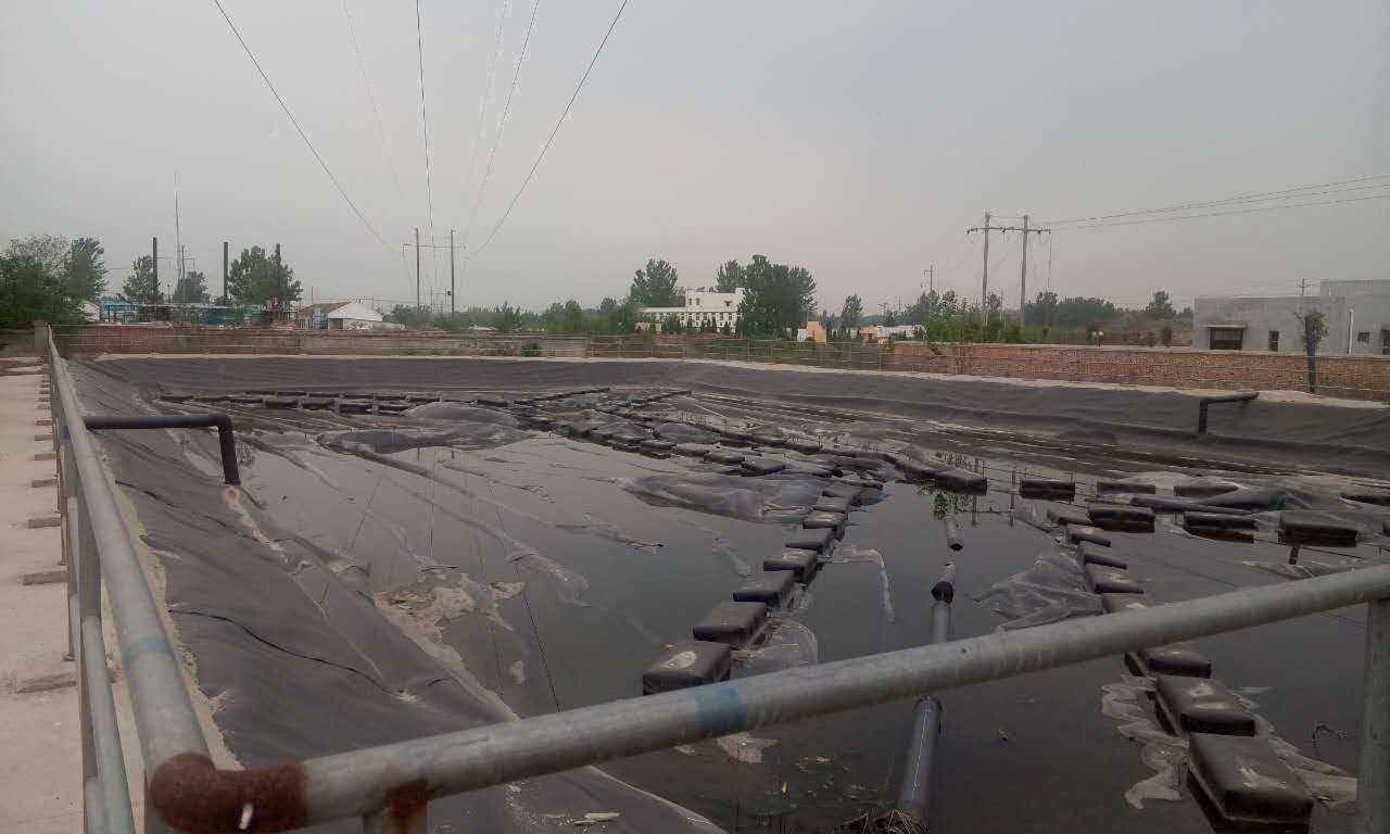 “黑膜沼液池”是由壩體、管道和HDPE膜組成的一種壩型結(jié)構(gòu)。其特點(diǎn)是:池內(nèi)儲(chǔ)水量大，污水停留時(shí)間長(zhǎng)，既可節(jié)約肥料成本，又有利于保護(hù)土地資源。